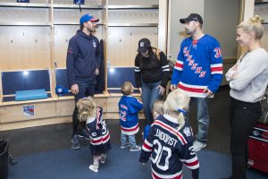 HLF co-founders Henrik & Therese reunited with the Rader Family post Saturday’s NYR game. Henrik & Therese first met with the family on Christmas morning at NewYork-Presbyterian Children’s Hospital in 2015. [Photo credit: Rebecca Taylor/MSG Photos]