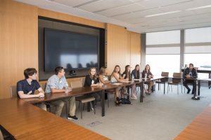 September 17, 2017: The graduating class of the 2016/2017 Henrik Lundqvist Foundation young ambassadors meet Henrik Lundqvist and talk about the various service projects they completed during the year.