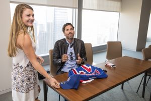 September 17, 2017: The graduating class of the 2016/2017 Henrik Lundqvist Foundation young ambassadors meet Henrik Lundqvist and talk about the various service projects they completed during the year.