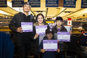 November 26: Children and their families from Cohen Children Medical Center enjoyed watching NYR win over the Senators from Henrik’s Crease on Hockey Fights Cancer night!

