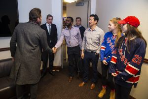 On January 16th 2019 HLF hosted a 2nd ice-skating event with CHASE at the Madison Square Garden. Guests were invited for dinner, a Q&A hosted by Bill Pidto and ice-skating at the world’s most famous arena together with Henrik Lundqvist. NYR’s Mika Zibanejad brought the event to another level with his DJ skills.

 