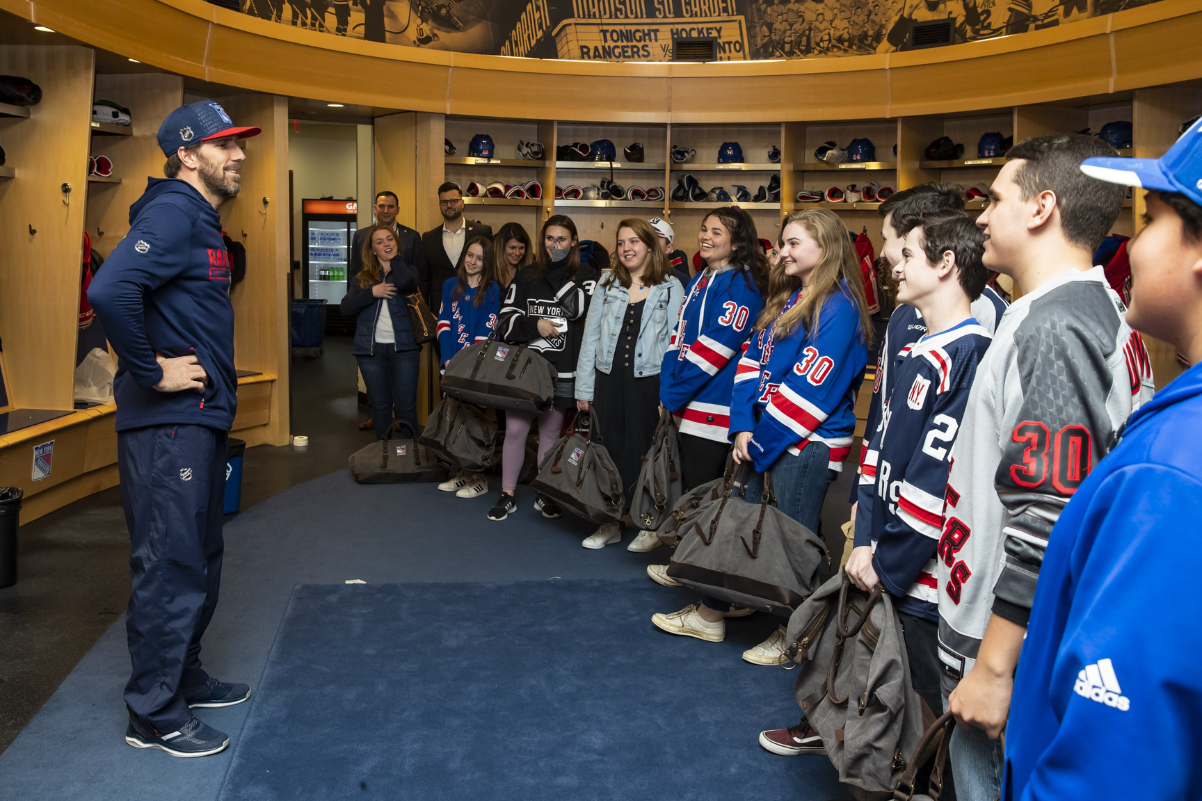 Last week our HLF Young Ambassadors attended a Service Learning Event hosted by Chase. After a career chat, YAs cheered for the New York Rangers and ended the night with HLF co-founder Henrik Lundqvist in the Rangers locker room! 
[Photo credit: Rebecca Taylor/MSG Photos]