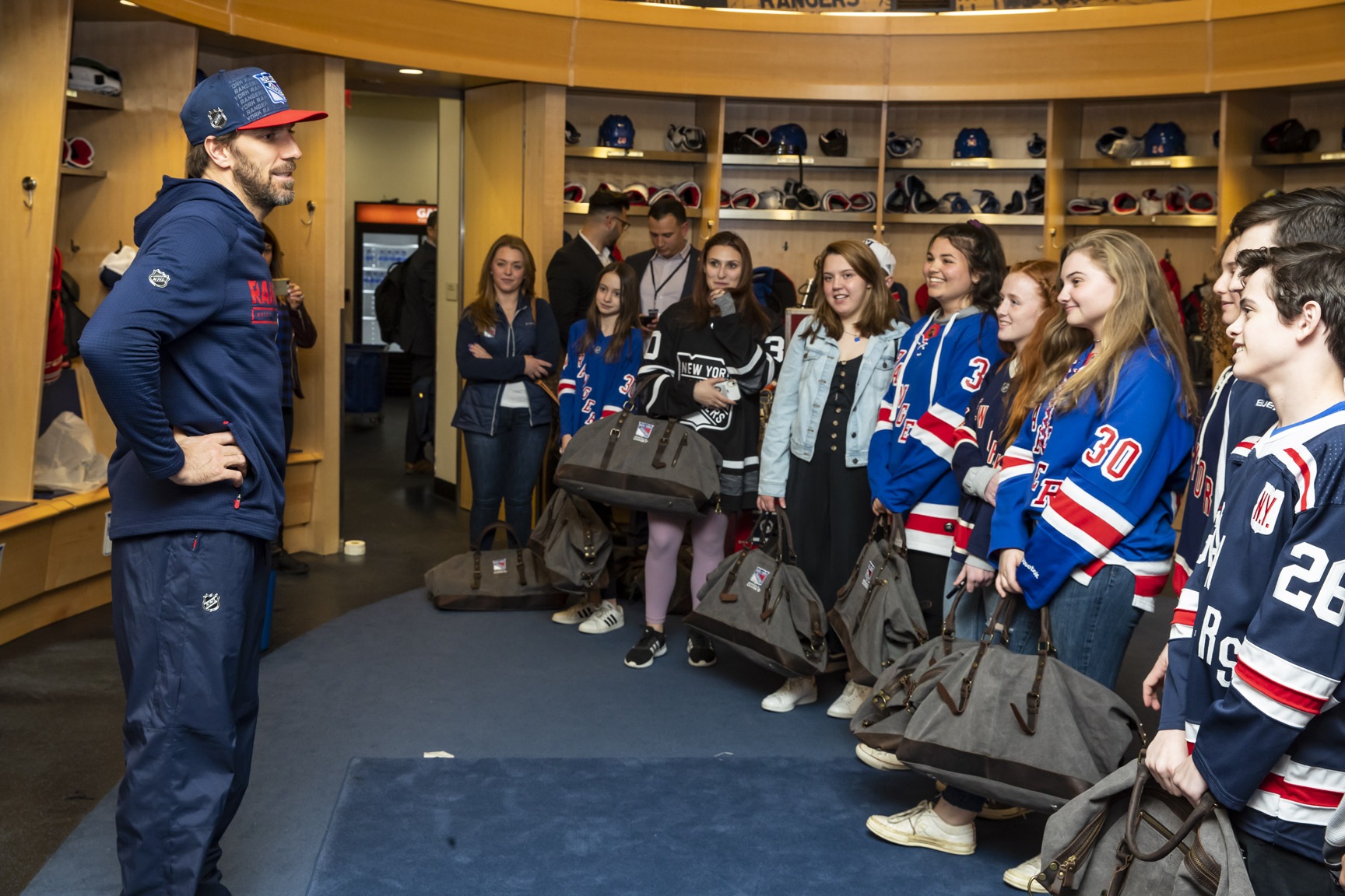 Last week our HLF Young Ambassadors attended a Service Learning Event hosted by Chase. After a career chat, YAs cheered for the New York Rangers and ended the night with HLF co-founder Henrik Lundqvist in the Rangers locker room! 
[Photo credit: Rebecca Taylor/MSG Photos]