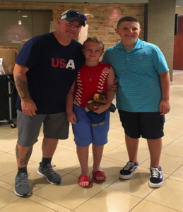 Allen Magie and Matt Adonis, joined by their families, visit the Children’s Hospital at Saint Peter’s. 