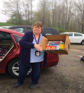 Staff members from Macopin Middle School in West Milford, NJ donate to the Toy & Game Drive to benefit the Children’s Hospital at Saint Peter’s. 