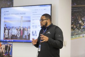 October 13, 2019: HLF Young Ambassadors present their projects to Henrik Lundqvist at Madison Square Garden.