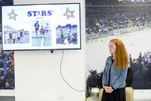 October 13, 2019: HLF Young Ambassadors present their projects to Henrik Lundqvist at Madison Square Garden.