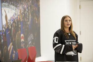 October 13, 2019: HLF Young Ambassadors present their projects to Henrik Lundqvist at Madison Square Garden.