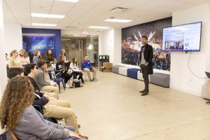 October 13, 2019: HLF Young Ambassadors present their projects to Henrik Lundqvist at Madison Square Garden.