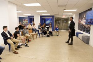 October 13, 2019: HLF Young Ambassadors present their projects to Henrik Lundqvist at Madison Square Garden.