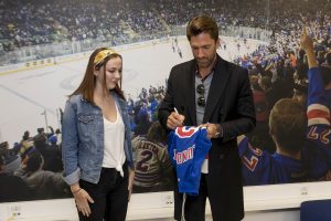 October 13, 2019: HLF Young Ambassadors present their projects to Henrik Lundqvist at Madison Square Garden.