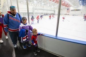 October 26, 2019: The Henrik Lundqvist Foundation, through GDF, presents a $50,000 check to Cohen Children’s Medical Center after the Rangers practice at the MSG Training Center.