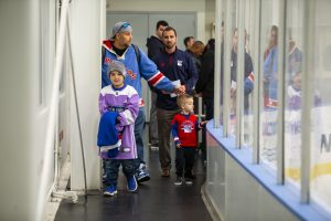 October 26, 2019: The Henrik Lundqvist Foundation, through GDF, presents a $50,000 check to Cohen Children’s Medical Center after the Rangers practice at the MSG Training Center.