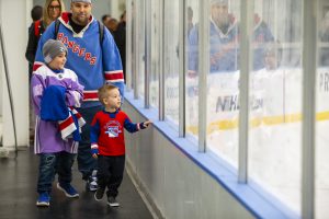 October 26, 2019: The Henrik Lundqvist Foundation, through GDF, presents a $50,000 check to Cohen Children’s Medical Center after the Rangers practice at the MSG Training Center.