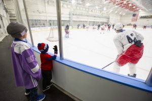 October 26, 2019: The Henrik Lundqvist Foundation, through GDF, presents a $50,000 check to Cohen Children’s Medical Center after the Rangers practice at the MSG Training Center.