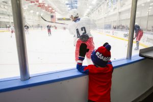 October 26, 2019: The Henrik Lundqvist Foundation, through GDF, presents a $50,000 check to Cohen Children’s Medical Center after the Rangers practice at the MSG Training Center.