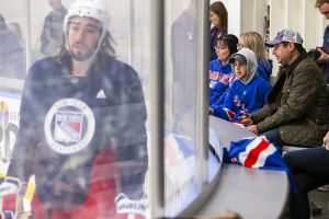 October 26, 2019: The Henrik Lundqvist Foundation, through GDF, presents a $50,000 check to Cohen Children’s Medical Center after the Rangers practice at the MSG Training Center.