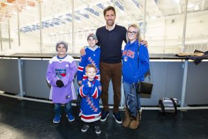 October 26, 2019: The Henrik Lundqvist Foundation, through GDF, presents a $50,000 check to Cohen Children’s Medical Center after the Rangers practice at the MSG Training Center.