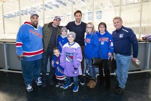 October 26, 2019: The Henrik Lundqvist Foundation, through GDF, presents a $50,000 check to Cohen Children’s Medical Center after the Rangers practice at the MSG Training Center.