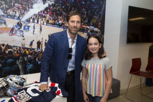 April 24, 2018: Young Ambassadors from the Henrik Lundqvist Foundation meet Henrik and Therese Lundqvist and talk about the various service projects they completed during the year.