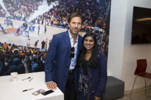 April 24, 2018: Young Ambassadors from the Henrik Lundqvist Foundation meet Henrik and Therese Lundqvist and talk about the various service projects they completed during the year.