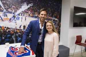 April 24, 2018: Young Ambassadors from the Henrik Lundqvist Foundation meet Henrik and Therese Lundqvist and talk about the various service projects they completed during the year.